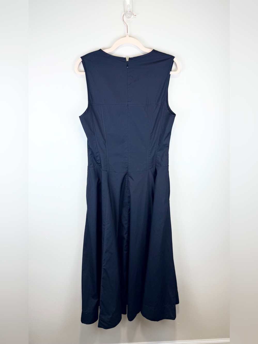 NWT Madewell Yana Midi Dress 8 Black Cotton Poplin Sleeveless Fit Flare - Picture 6 of 15
